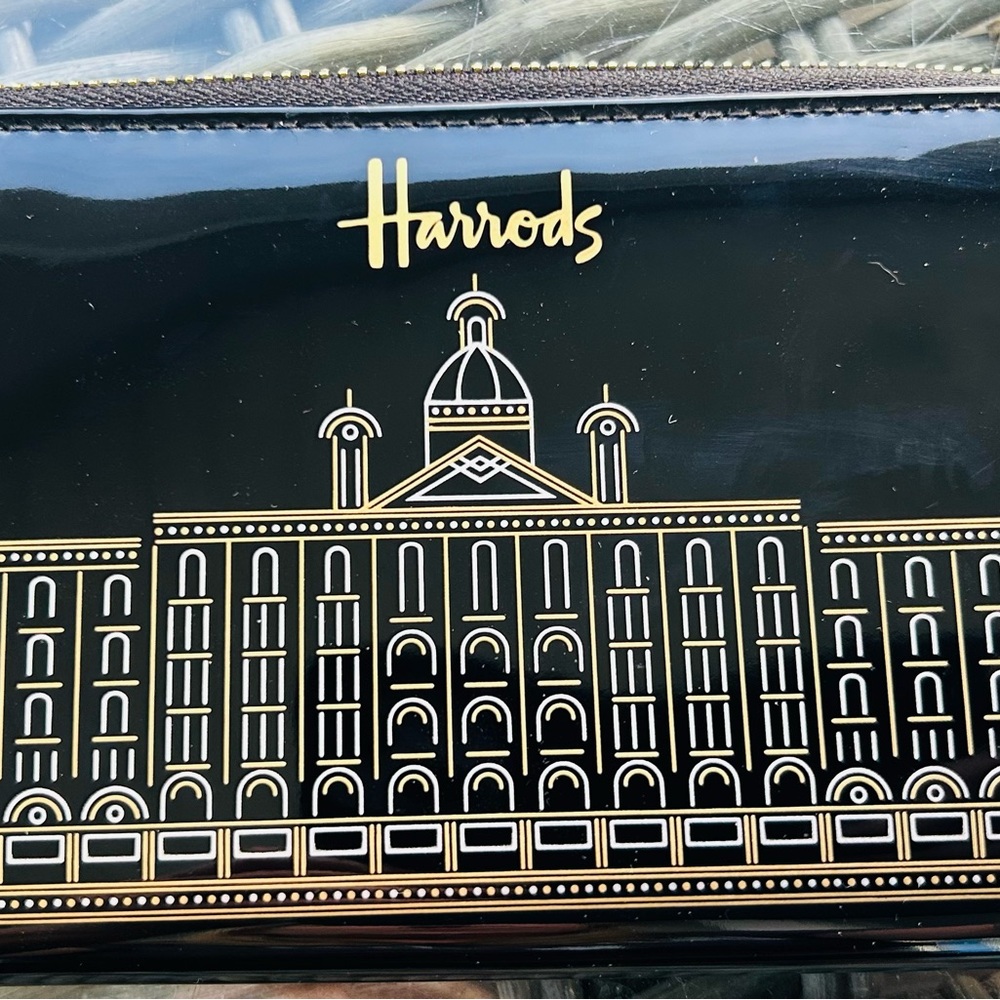 Harrods Black and Gold Architectural Pouch